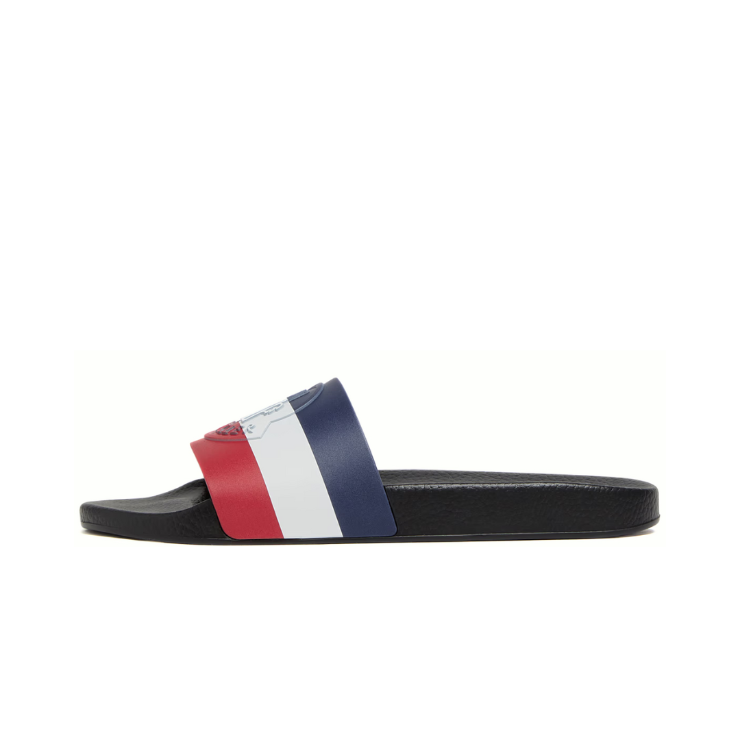 Moncler Basile Pool Slides Black Tricolour