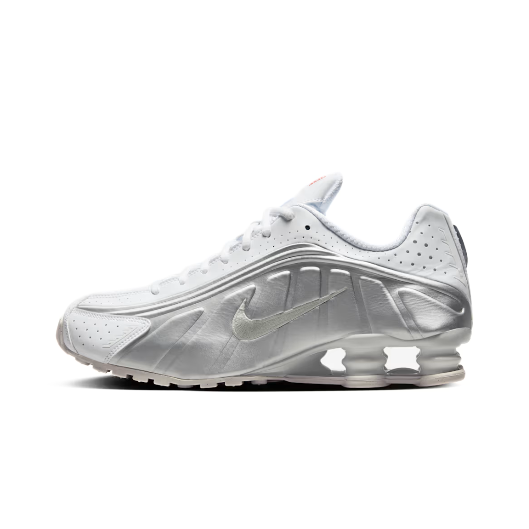 Nike Shox R4 White Bright Crimson Metallic Silver