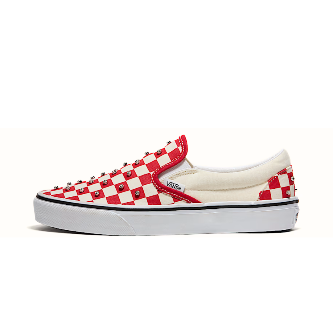 Vans Classic Slip-On Checkerboard Racing Red White Metallic