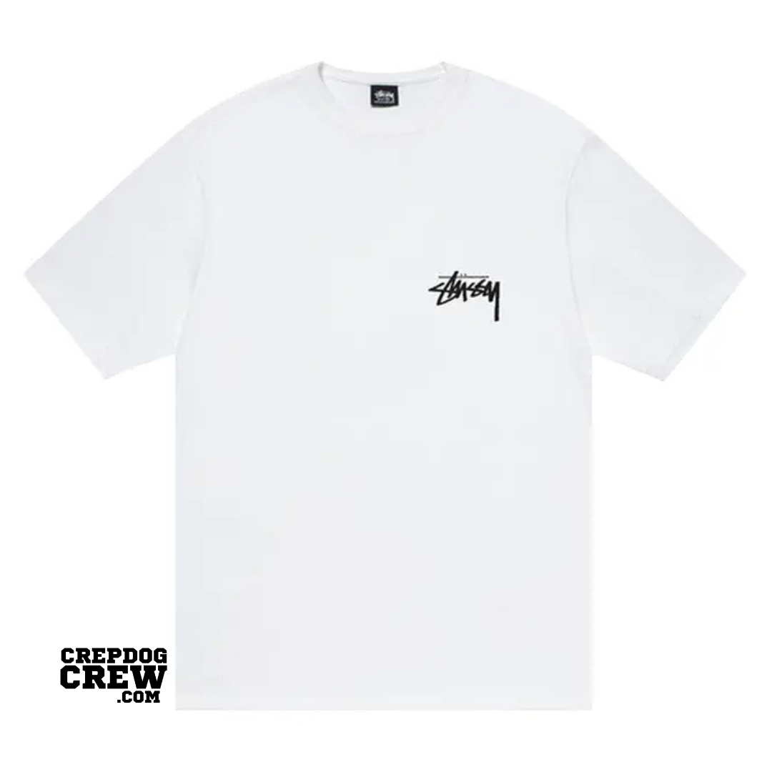 STUSSY BURNING STOCK TEE WHITE