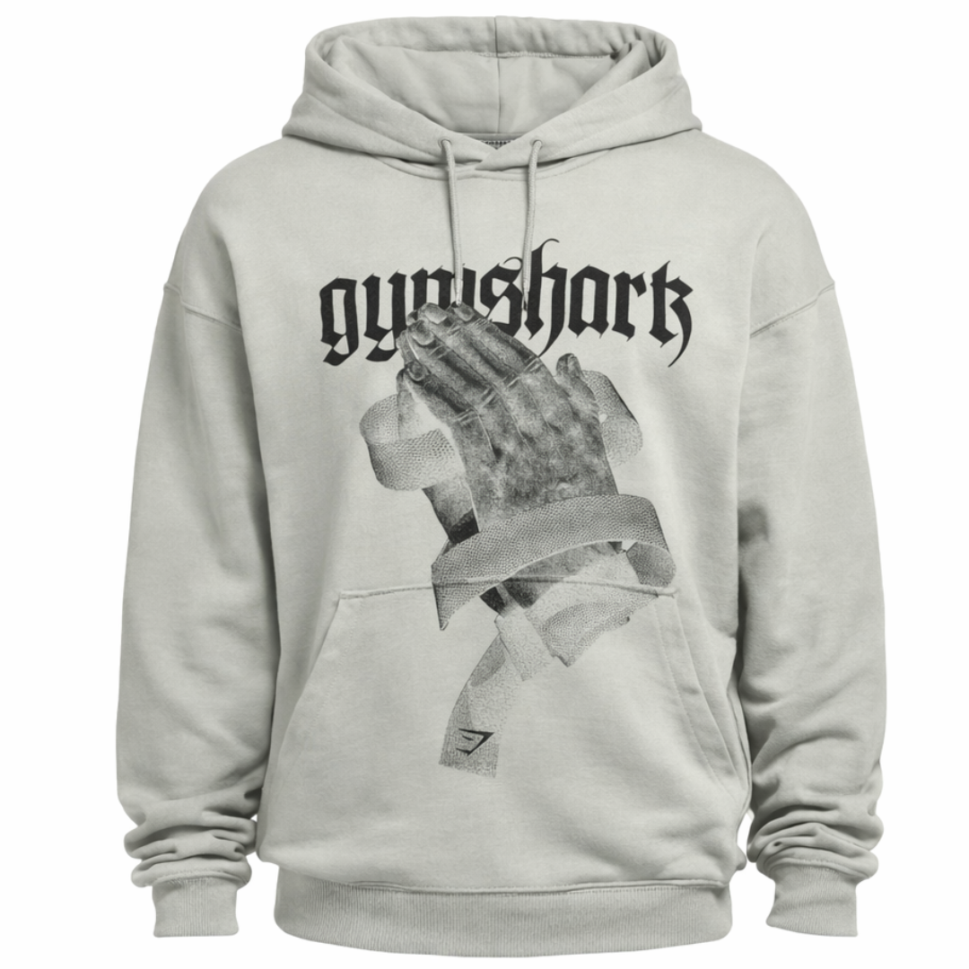 GYMSHARK PRAYER HANDS HOODIE EXTREME OVERSIZED FIT Grey
