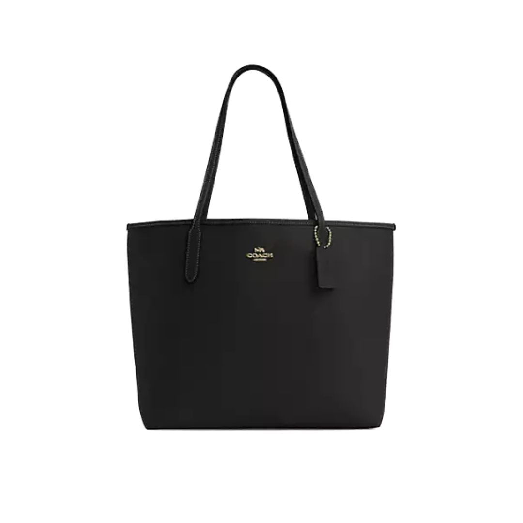 Coach City Tote Bag pebbled leather Gold Black