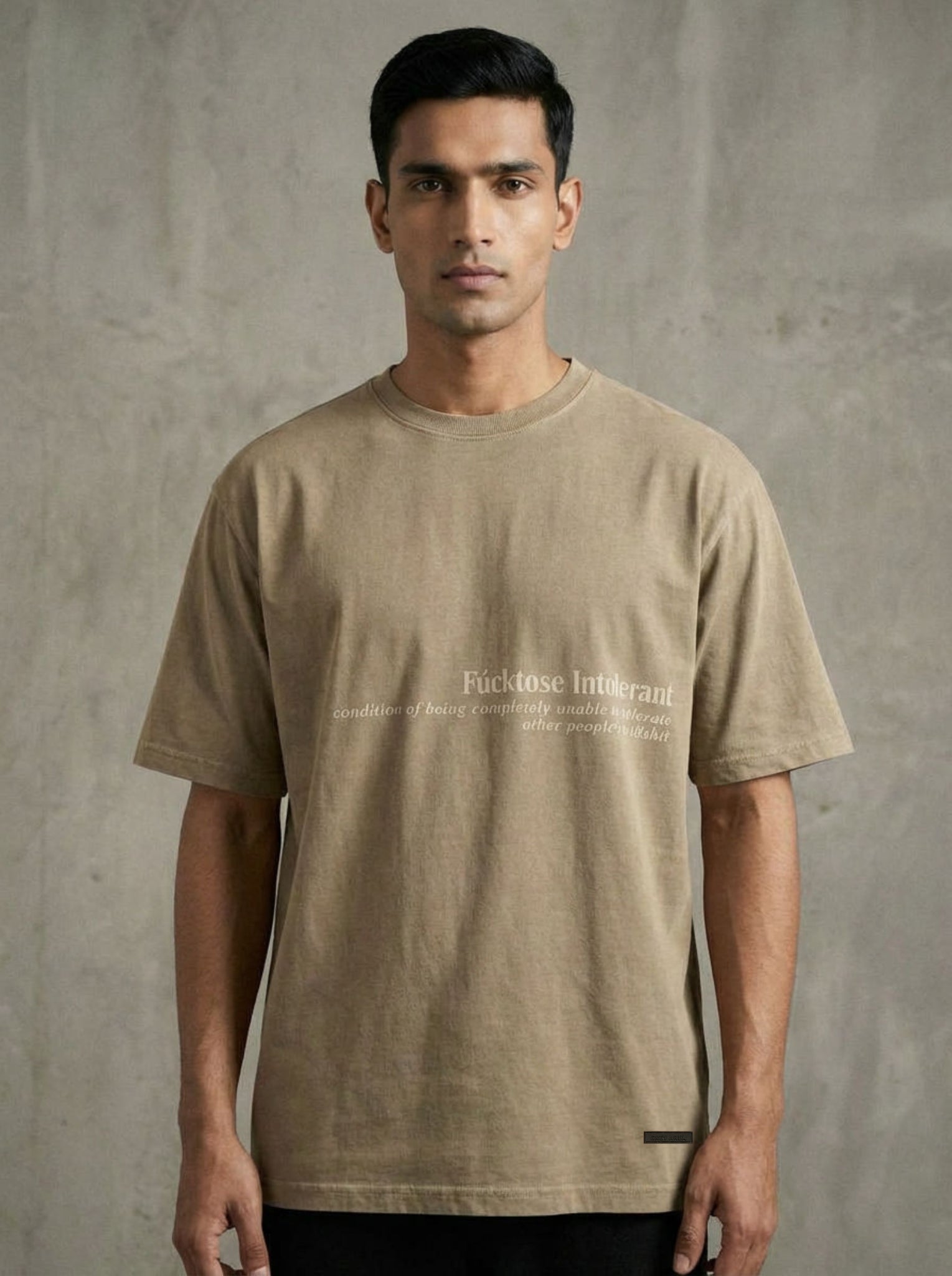 FUCKTOSE INTOLERANT T-SHIRT - STONE