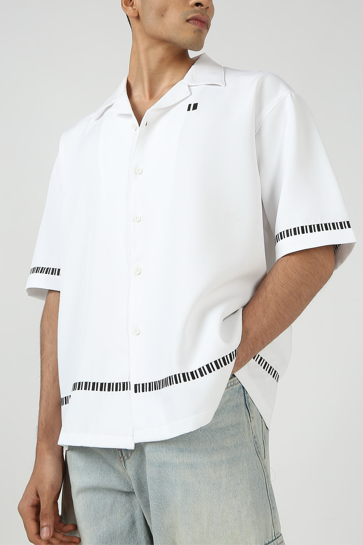 Sound of Silence White Bowling Shirt