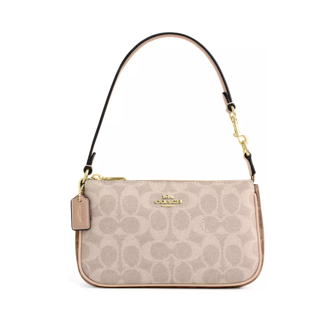 COACH Nolita 19 In Blocked Signature Canvas Gold Sand Tan