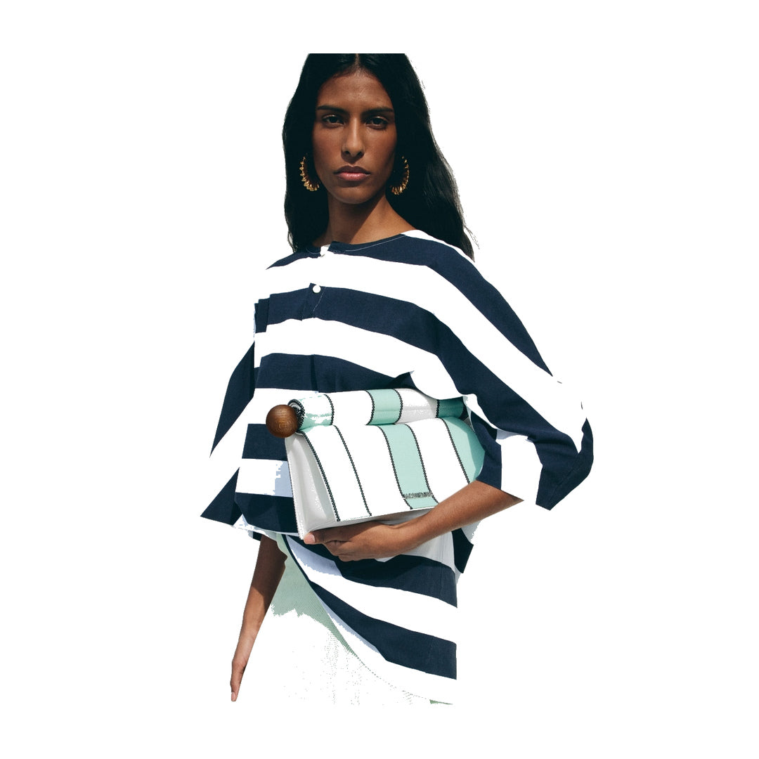 jacquemus The Rond Carré clutch Print Stripes White / Mint
