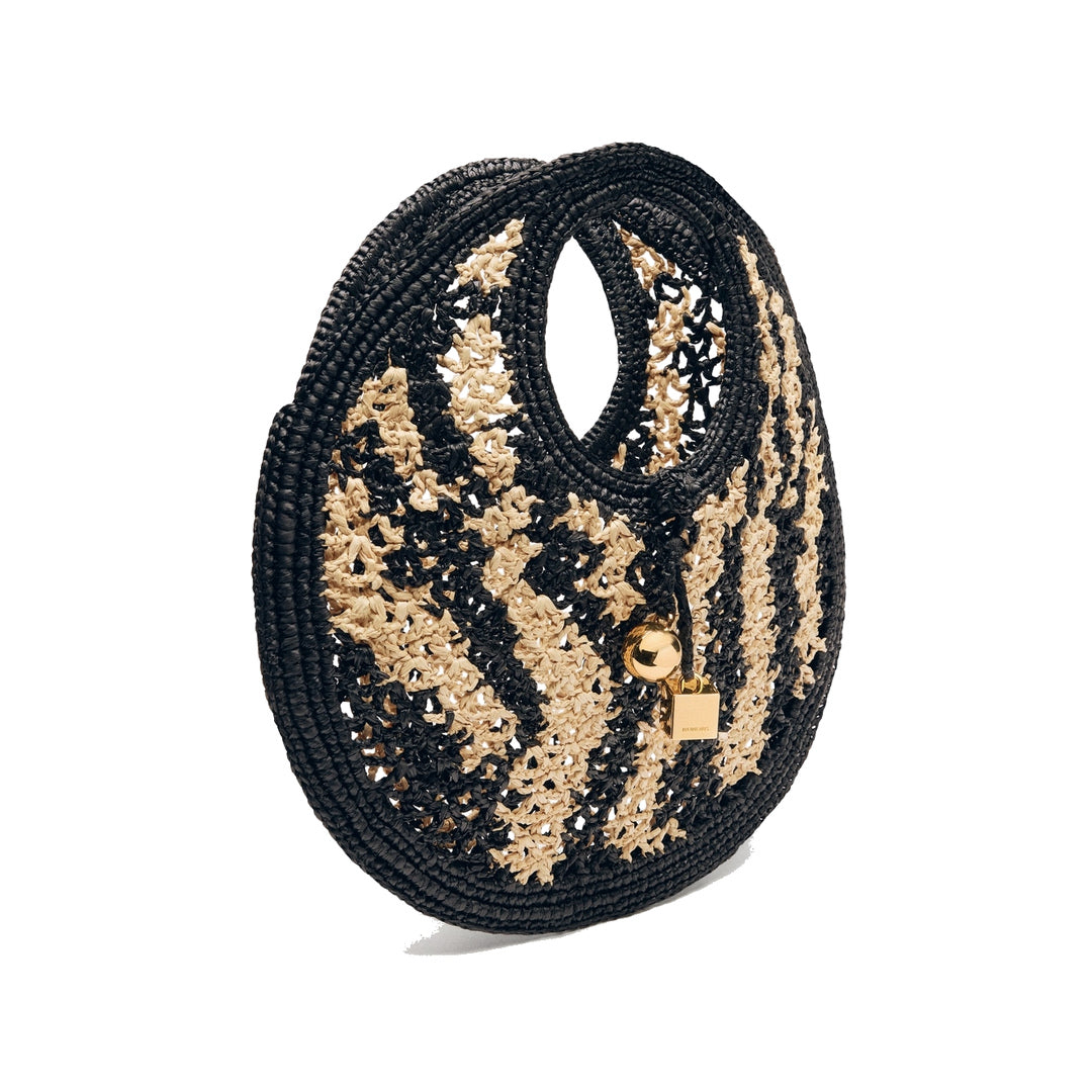 jacquemus The Spiaggia small round bag Natural/Black