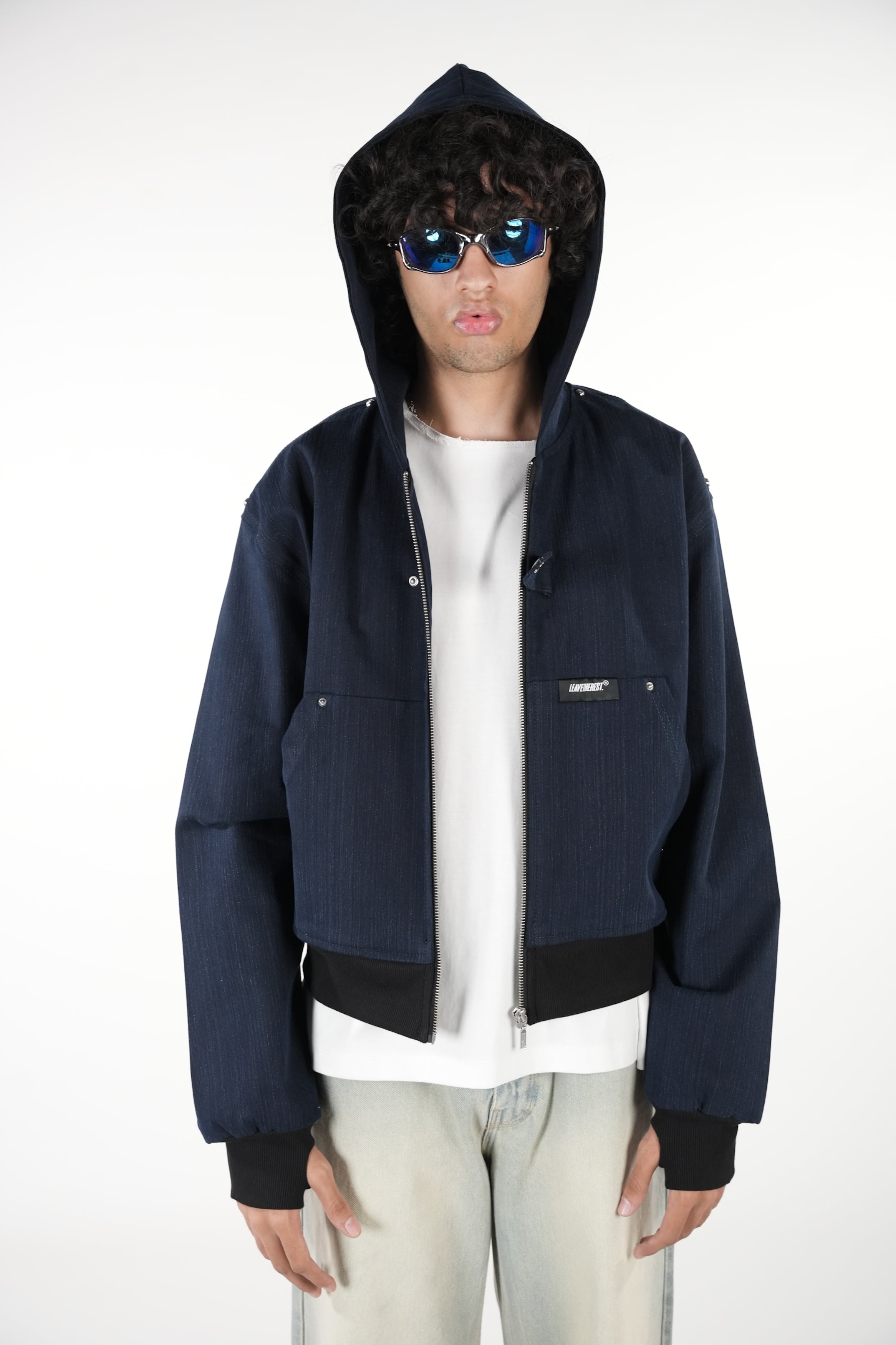 Black/Blue Slub Denim Hoodie RTW