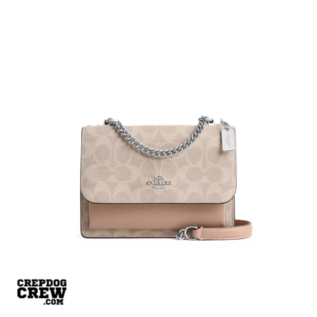 Coach Mini Klare Crossbody Bag In Signature Canvas Silver Sand Taupe