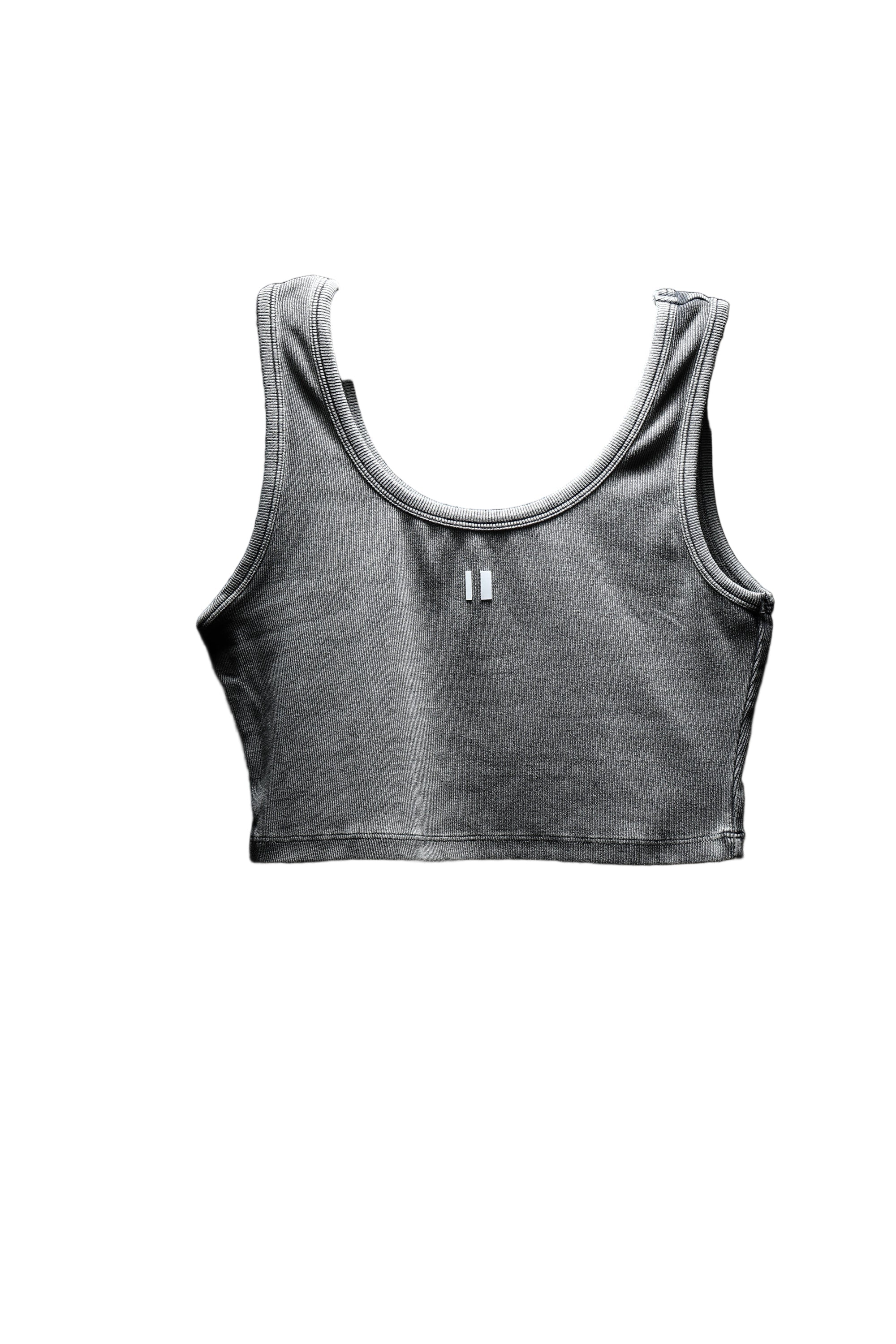 Grey Ribbed Crop Stone Wash