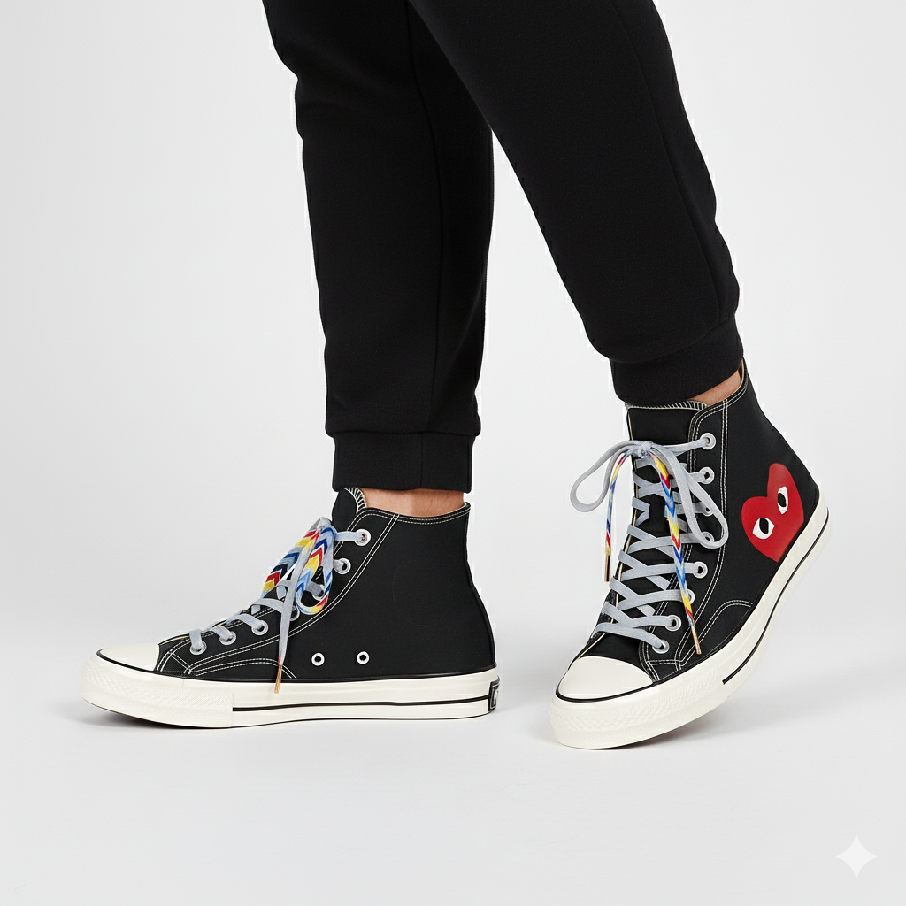 Reggae Vibes Zigzag Gradient Shoelaces | Red - Yellow - Blue - Black | Premium Gradient Flat Sneaker Laces by KNOTTY