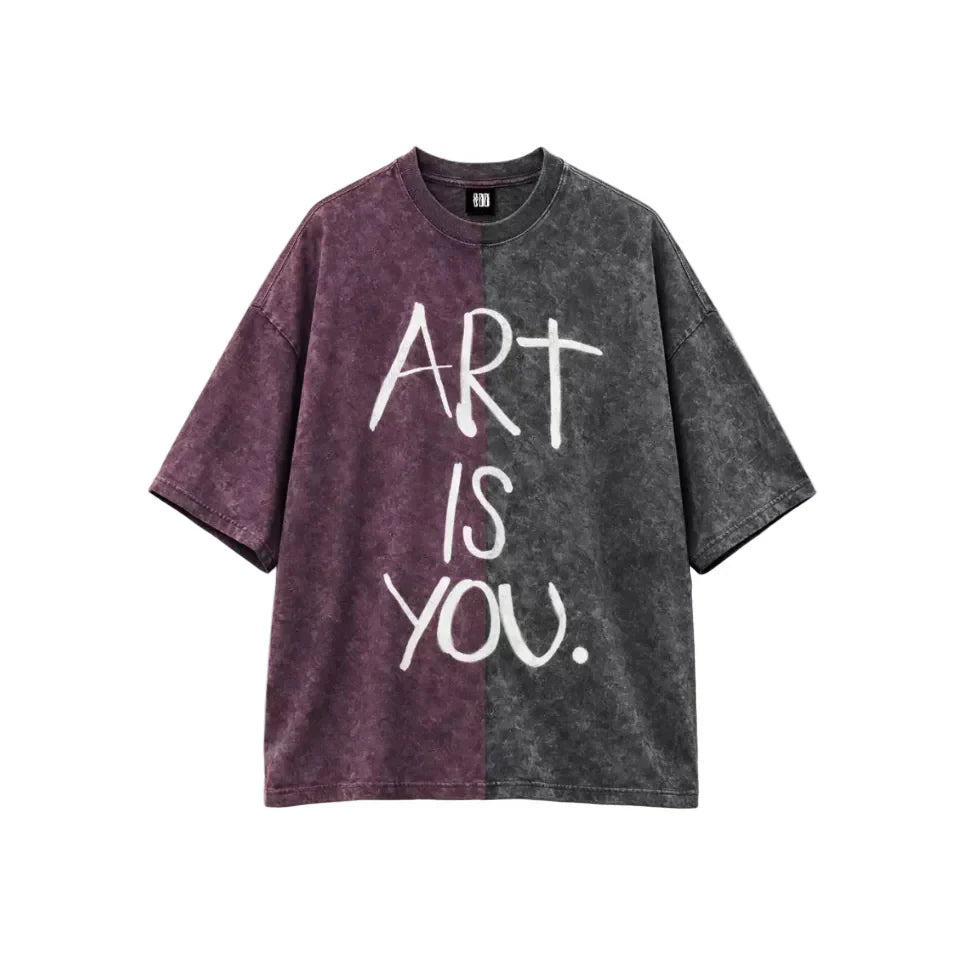 Half n Half T Shirt (Violet-Black)
