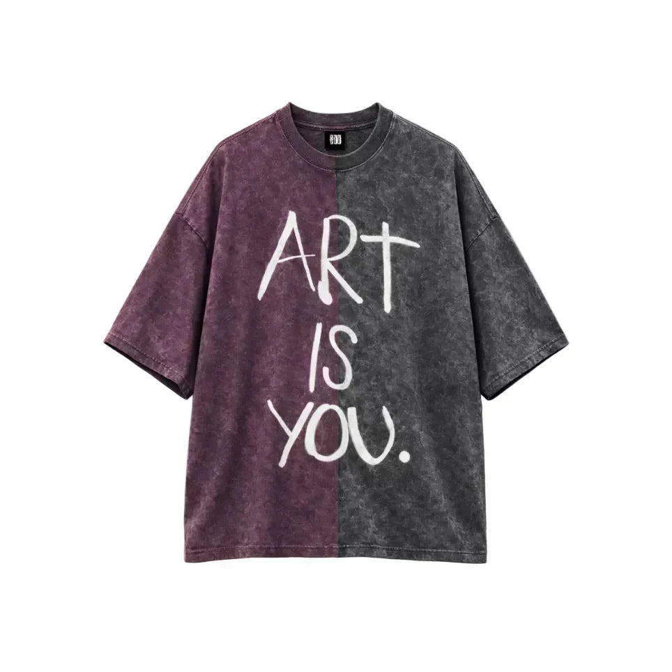 Half n Half T Shirt (Violet-Black)