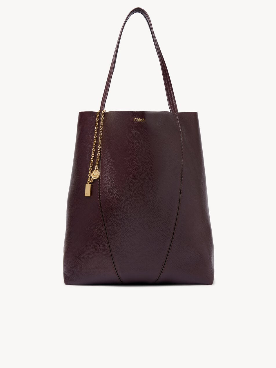 CHLOE Large Chloé Spin tote bag in grained leather Perfect Plum