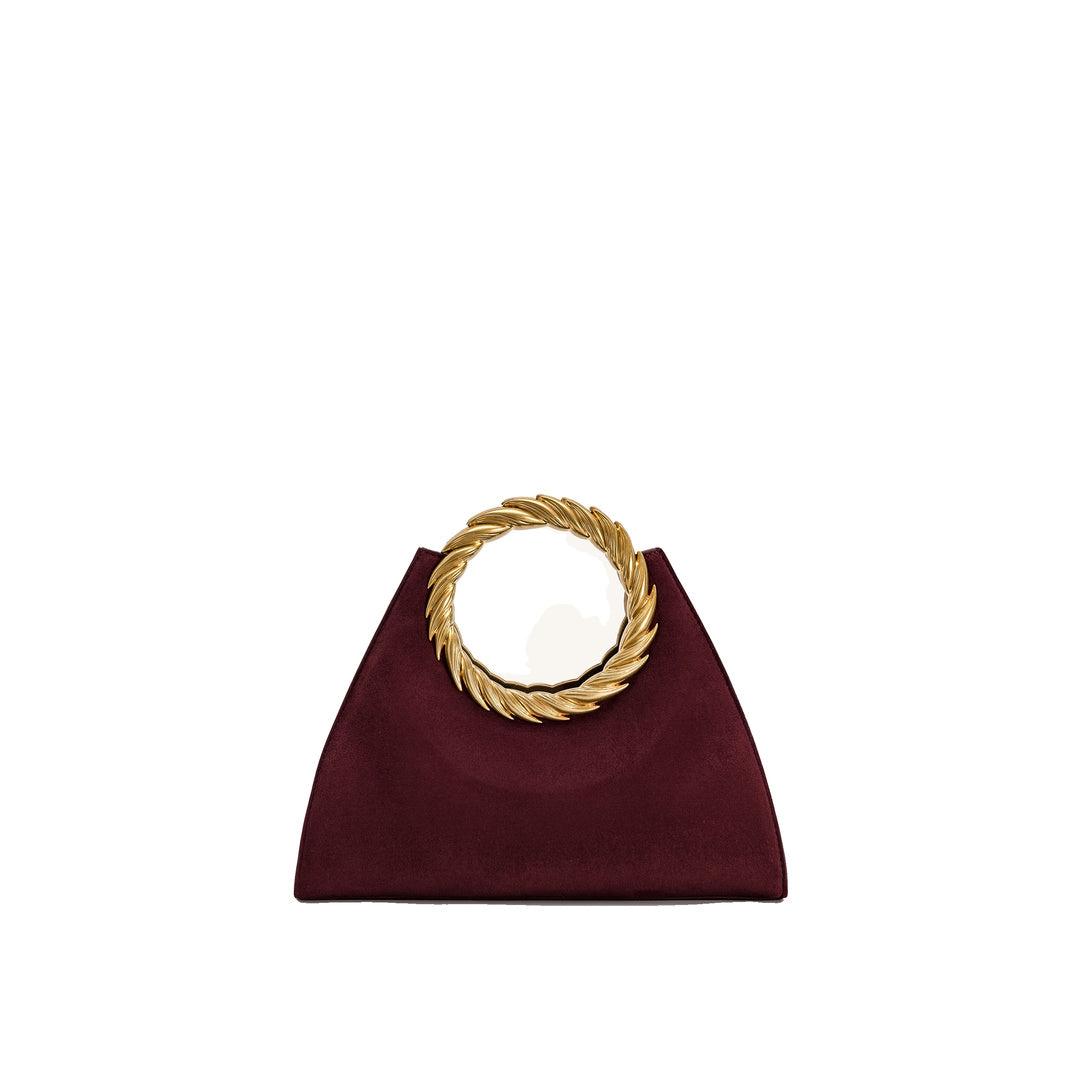 JW PEI Amiya Leaf Handle Faux Suede Sculpture Bag - Merlot Red