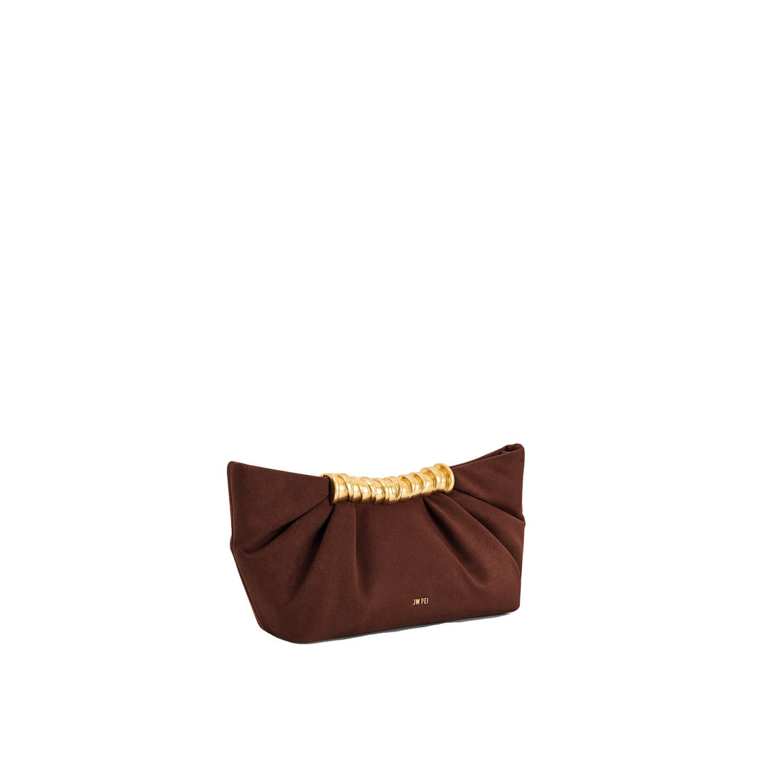 JW PEI Leia Pleated Clutch - Dark Brown