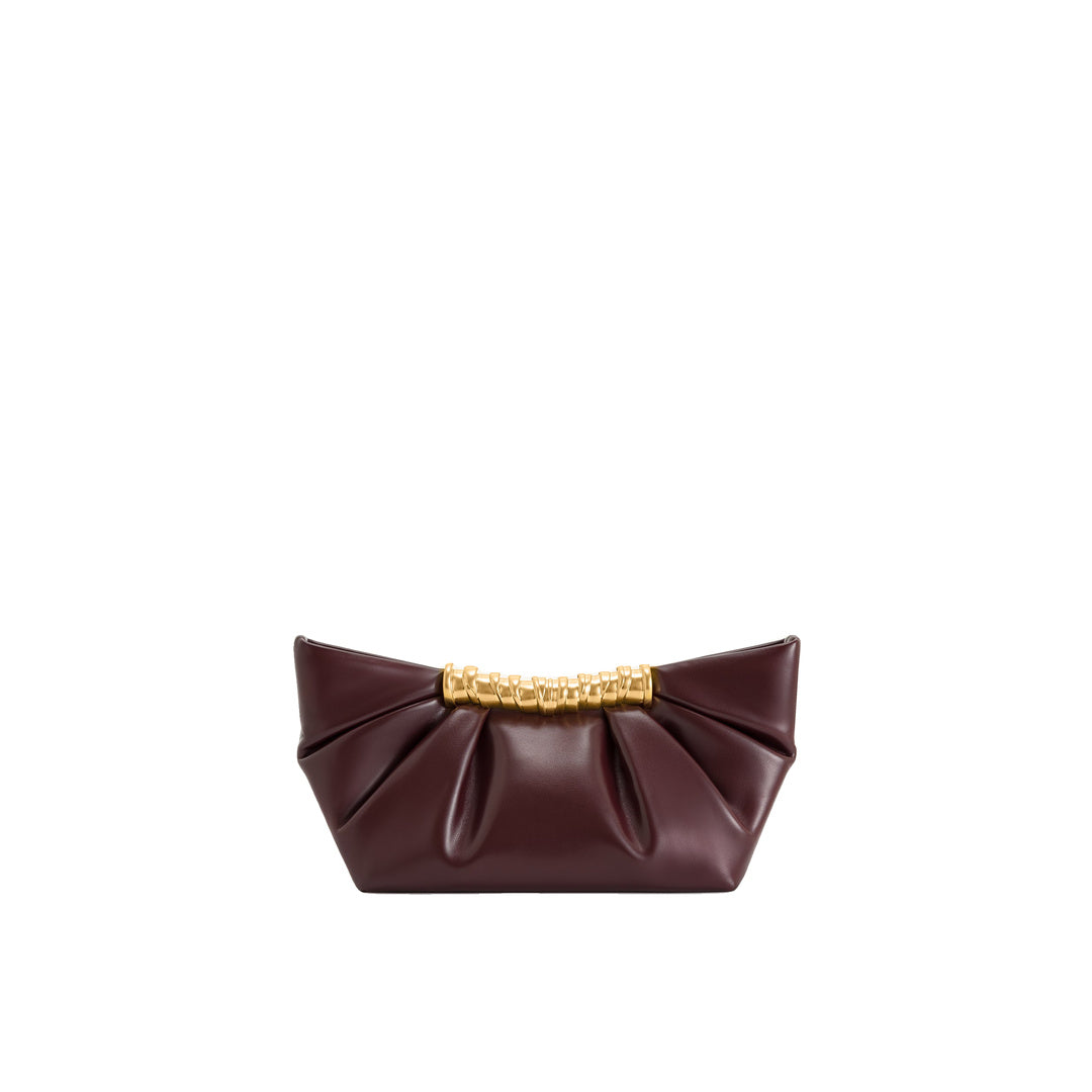 JW PEI Leia Pleated Clutch - Deep Burgundy