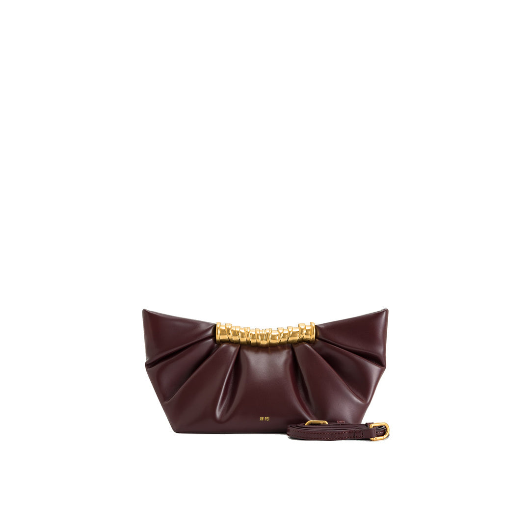 JW PEI Leia Pleated Clutch - Deep Burgundy