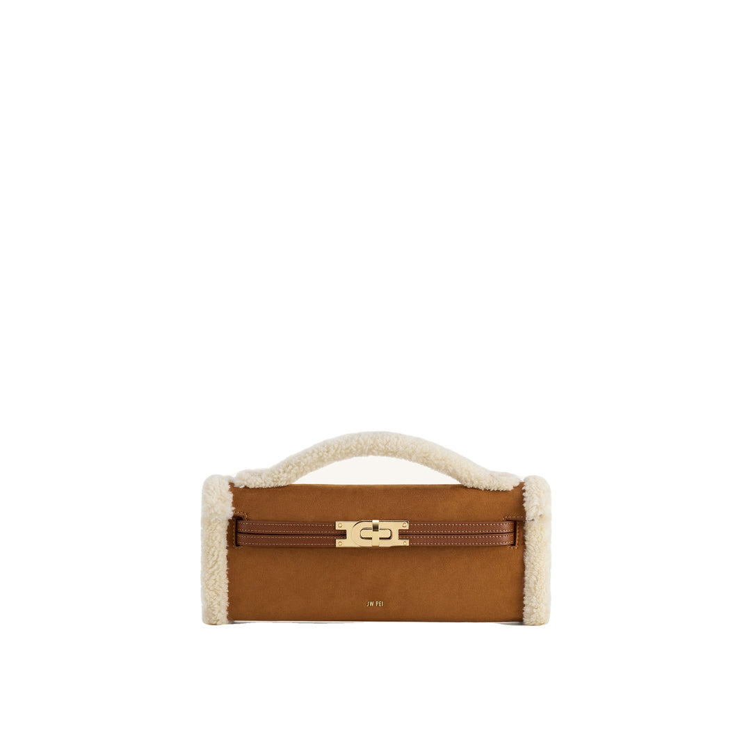 JW PEI Bria Faux Suede Structured Top Handle Bag - Yellow Brown