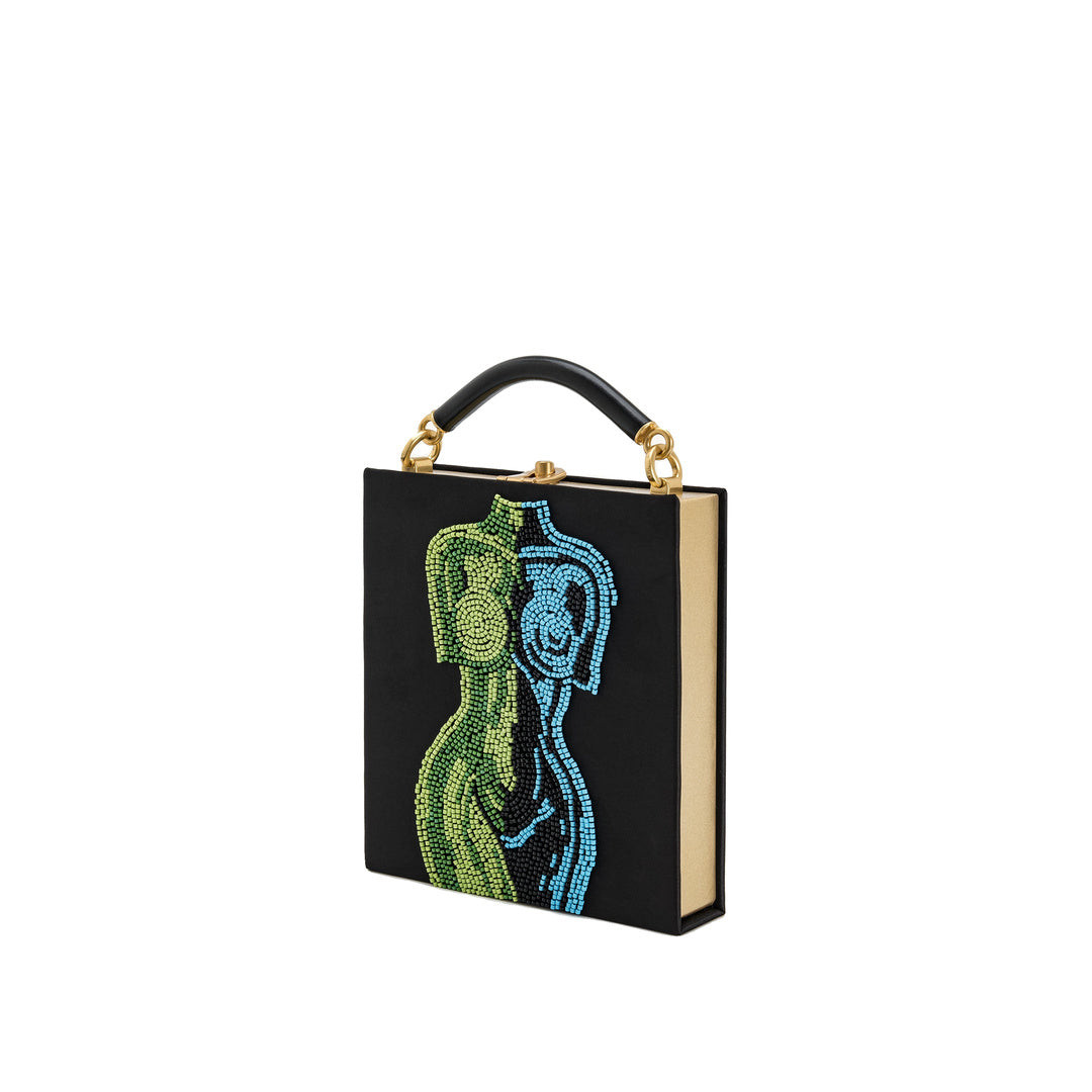JW PEI Elle Colorful Beaded Book Top Handle Bag - Black