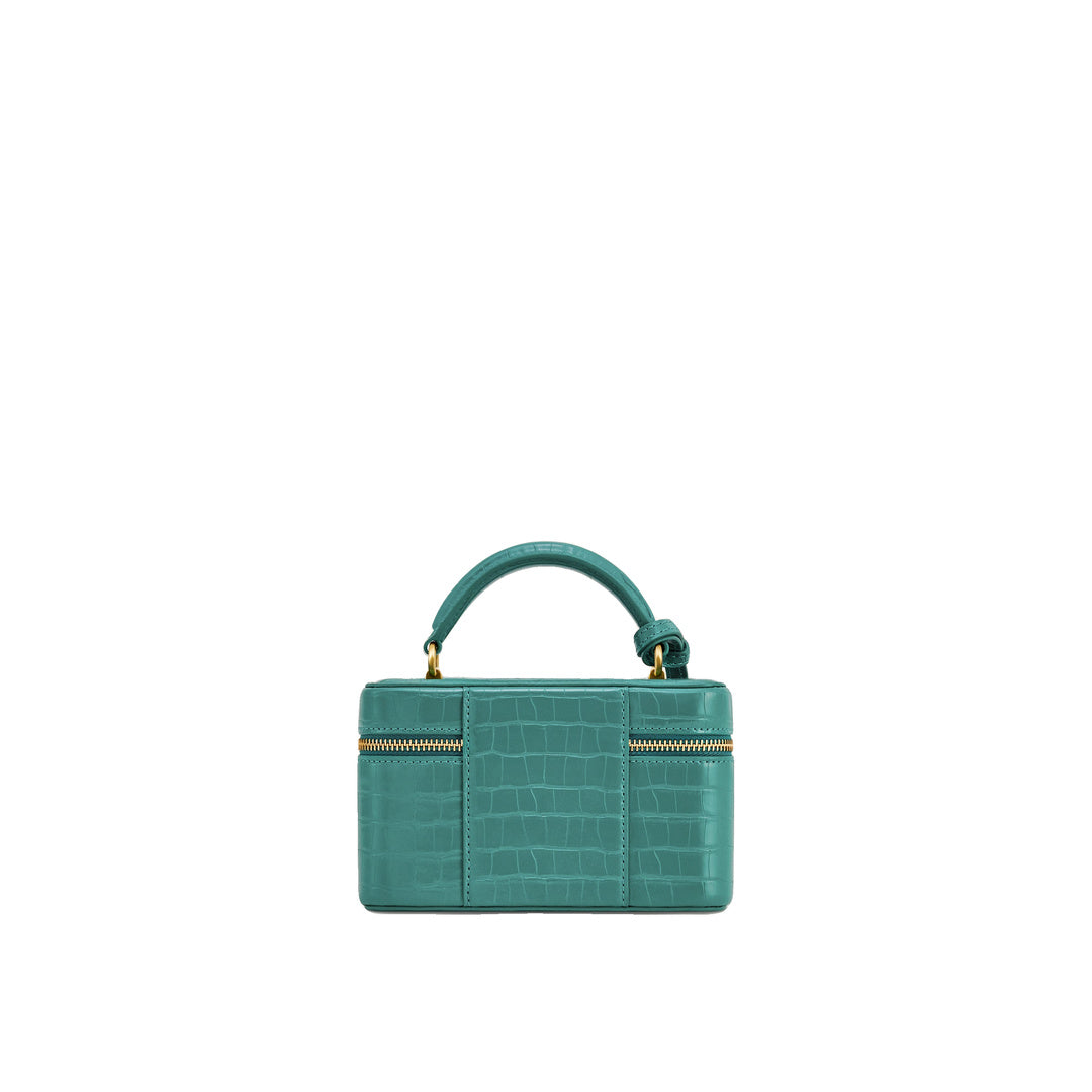 JW PEI Cleo Box Shape Top Handle Bag - Green Croc