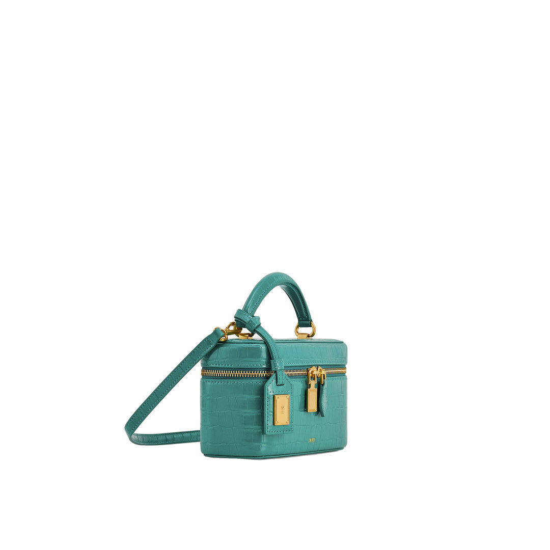 JW PEI Cleo Box Shape Top Handle Bag - Green Croc