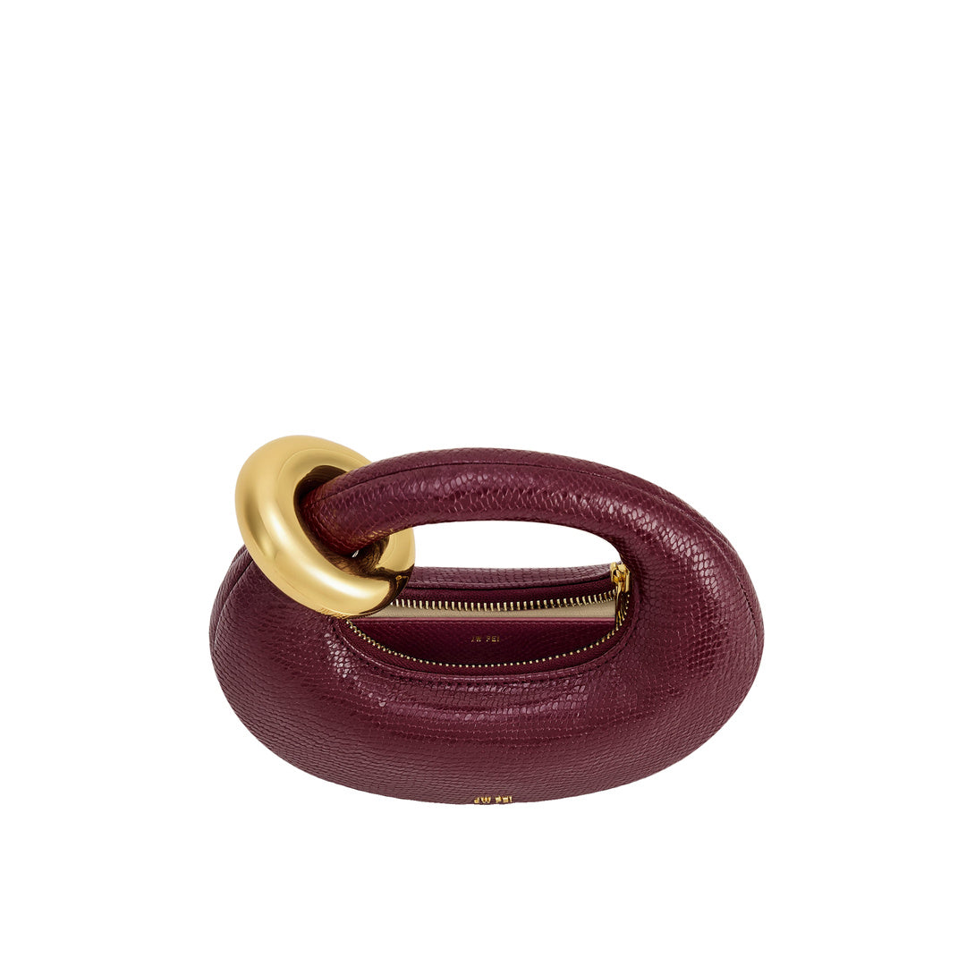 JW PEI Abacus Faux Snake-Effect Mini Top Handle Bag - Burgundy