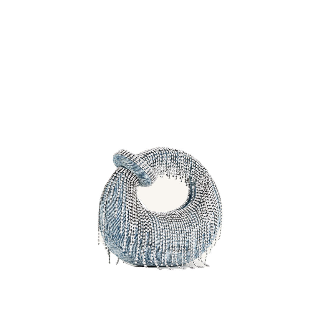 JW PEI Abacus Denim Artificial Crystal Mini Top Handle Bag - Blue