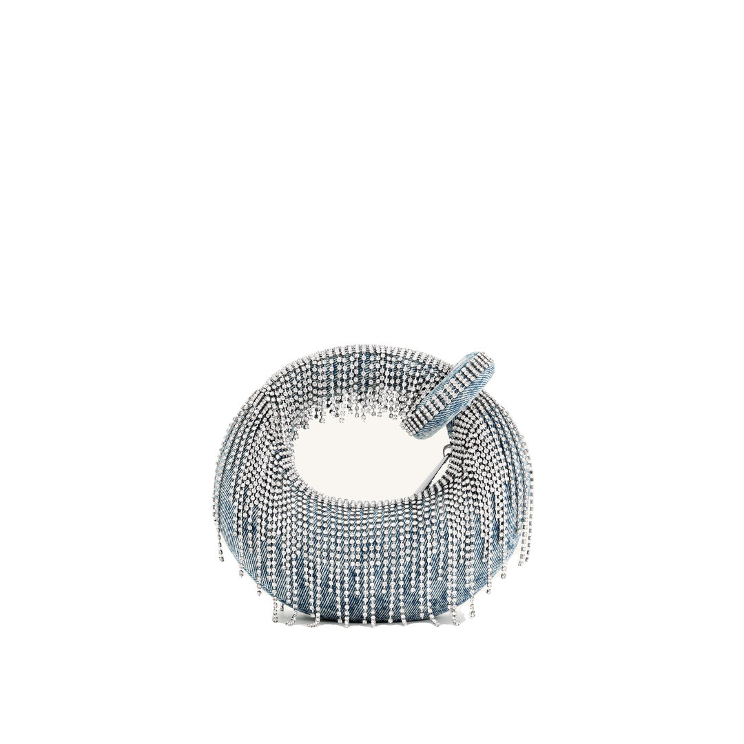 JW PEI Abacus Denim Artificial Crystal Mini Top Handle Bag - Blue
