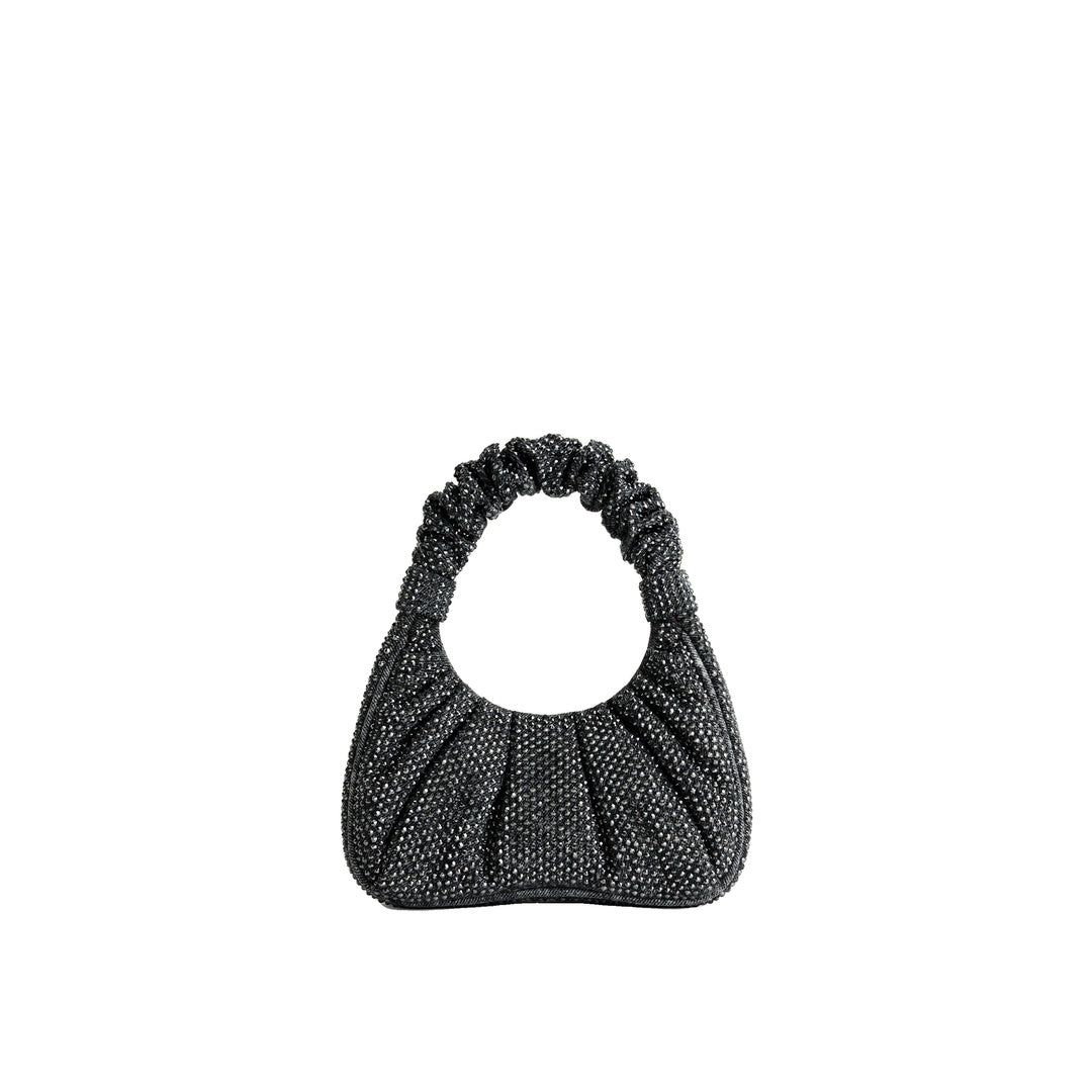 JW PEI Gabbi Artificial Crystal Medium Ruched Hobo Handbag - Anthracite