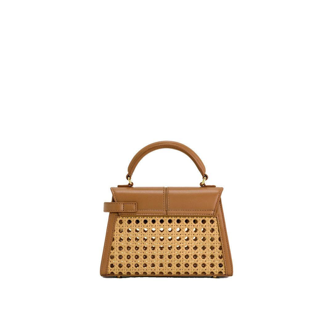 JW PEI Elise Faux Bamboo Woven Top Handle Bag - Brown