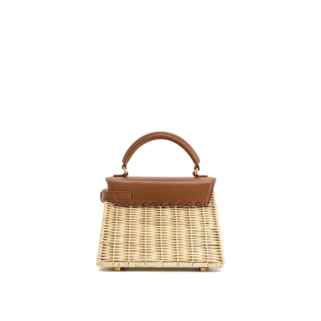 JW PEI Elise Natural Rattan Weaving Handbag - Brown Rattan