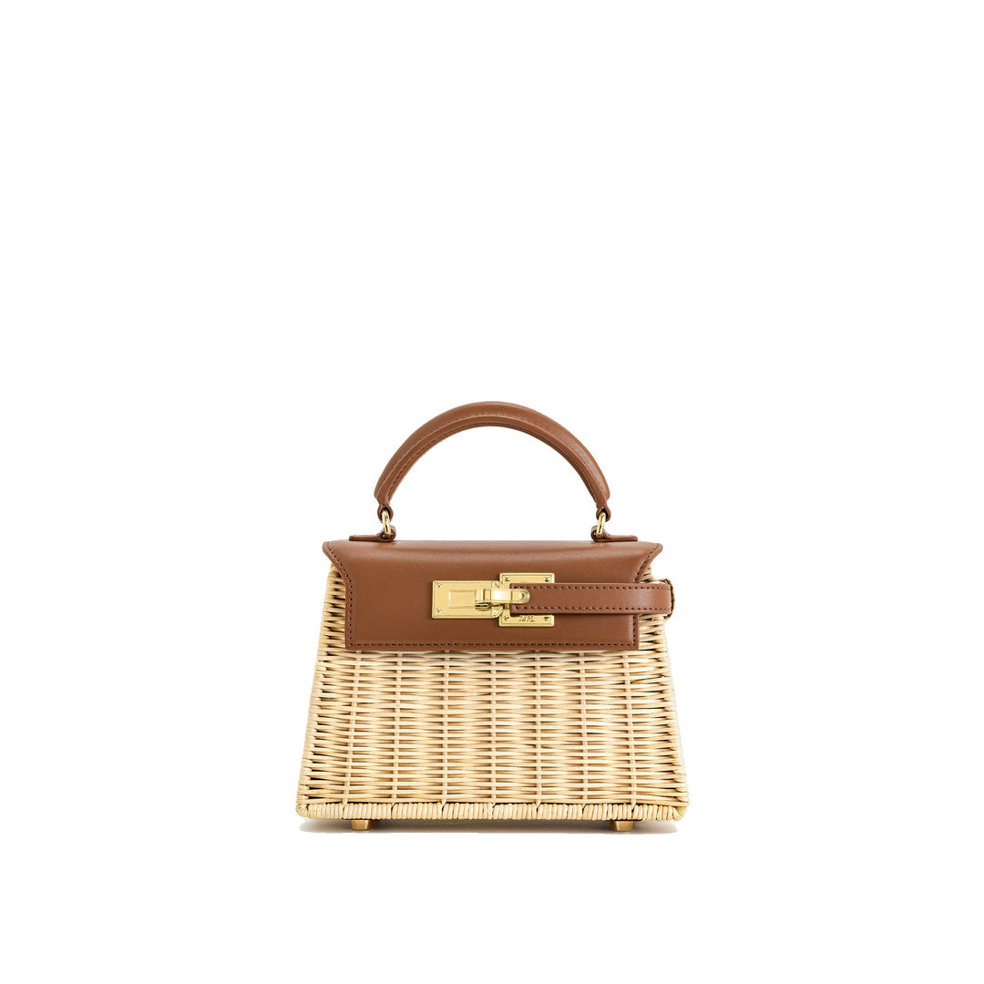 JW PEI Elise Natural Rattan Weaving Handbag - Brown Rattan