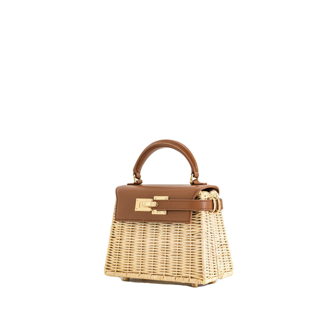 JW PEI Elise Natural Rattan Weaving Handbag - Brown Rattan