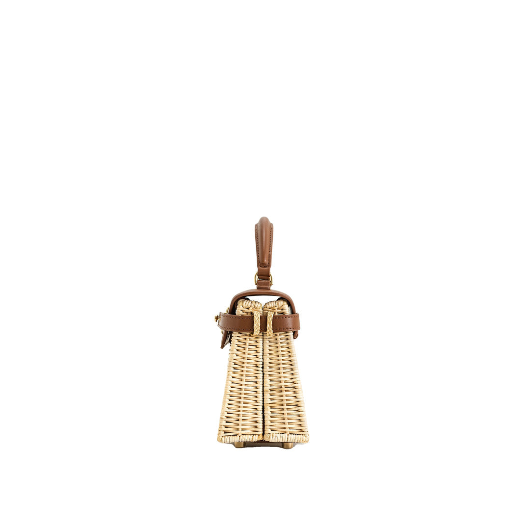 JW PEI Elise Natural Rattan Weaving Handbag - Brown Rattan