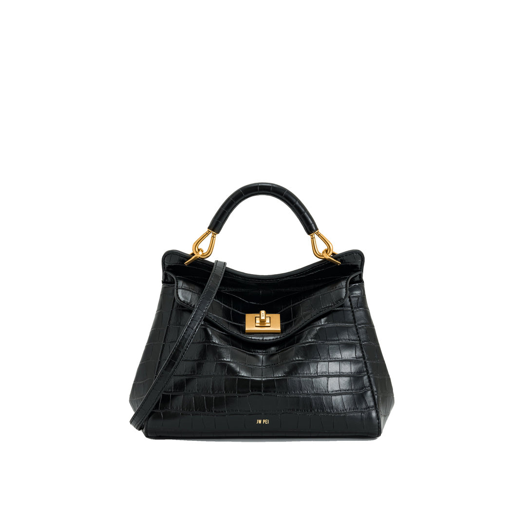 JW PEI Lucia Classic Top Handbag - Black Croc