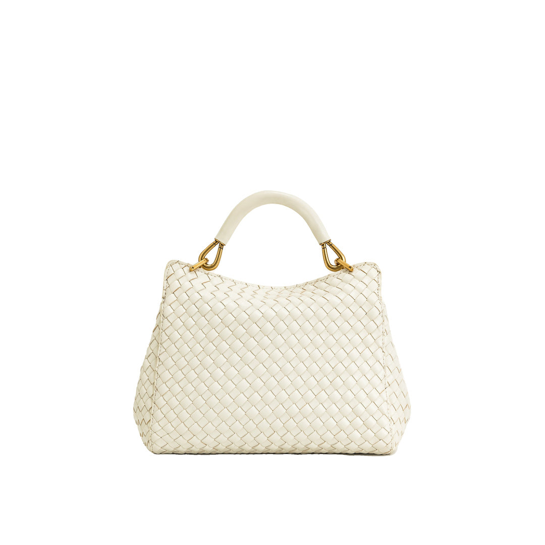 JW PEI Lucia Classic Top Handle Woven Bag - White