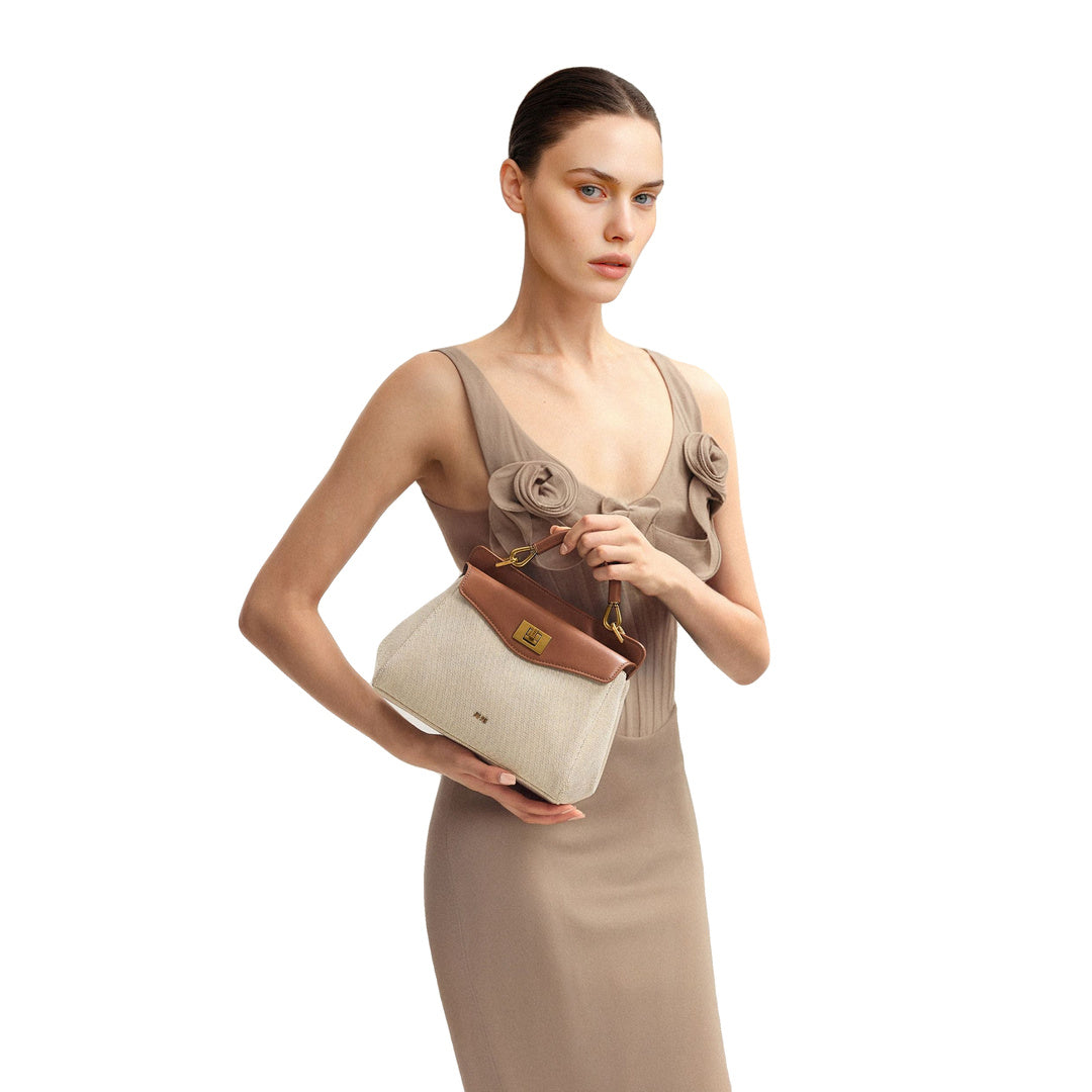 JW PEI Lucia Classic Top Handbag - Brown Canvas