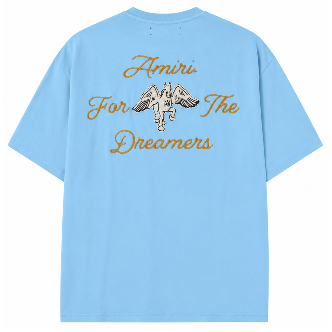 AMIRI RELAXED FIT ROUND NECK TEE PACIFIC BLUE