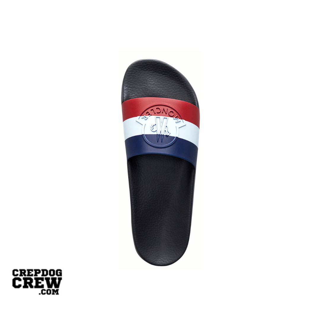 Moncler Basile Pool Slides Black Tricolour