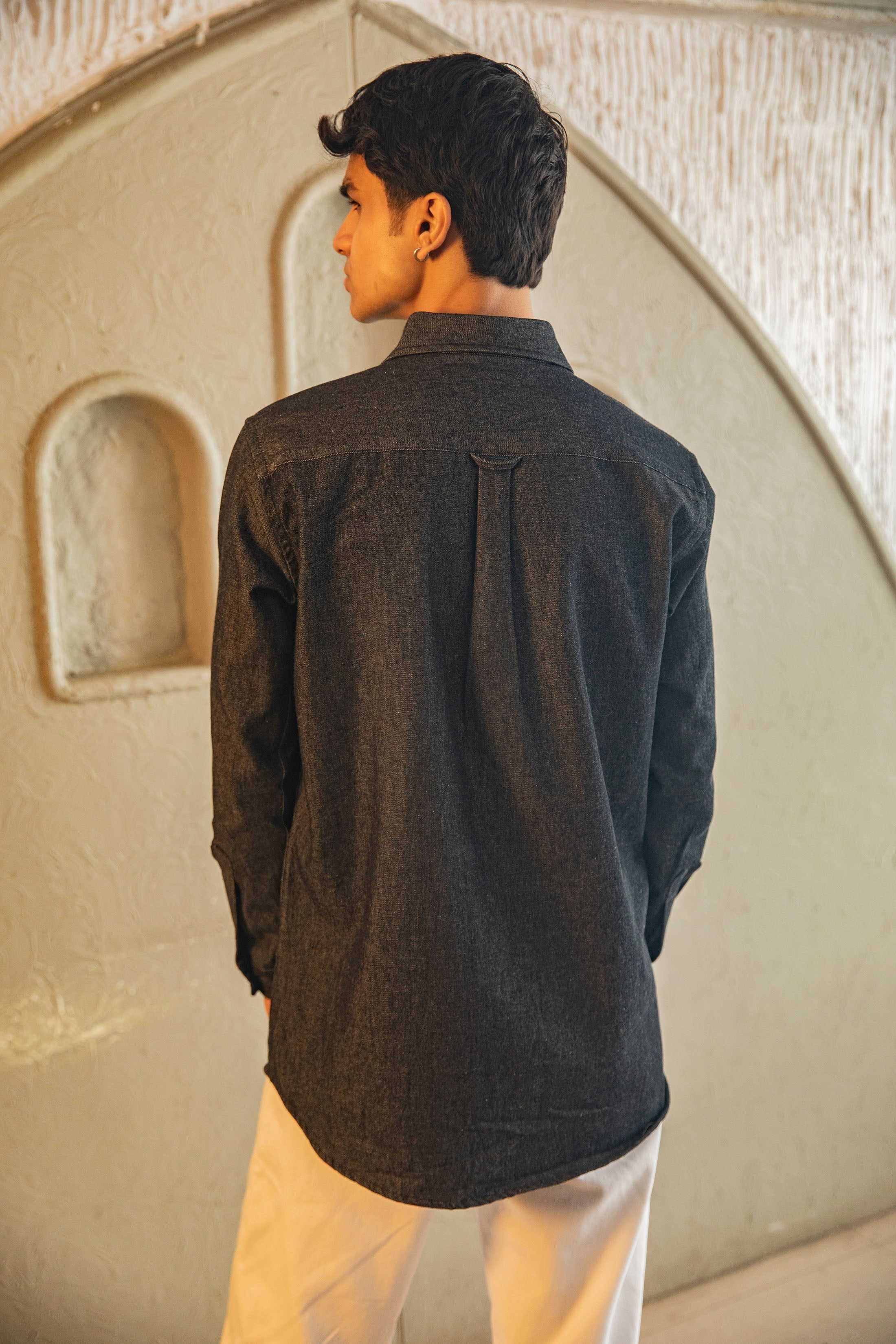 Denim Shirt - (Charcoal)