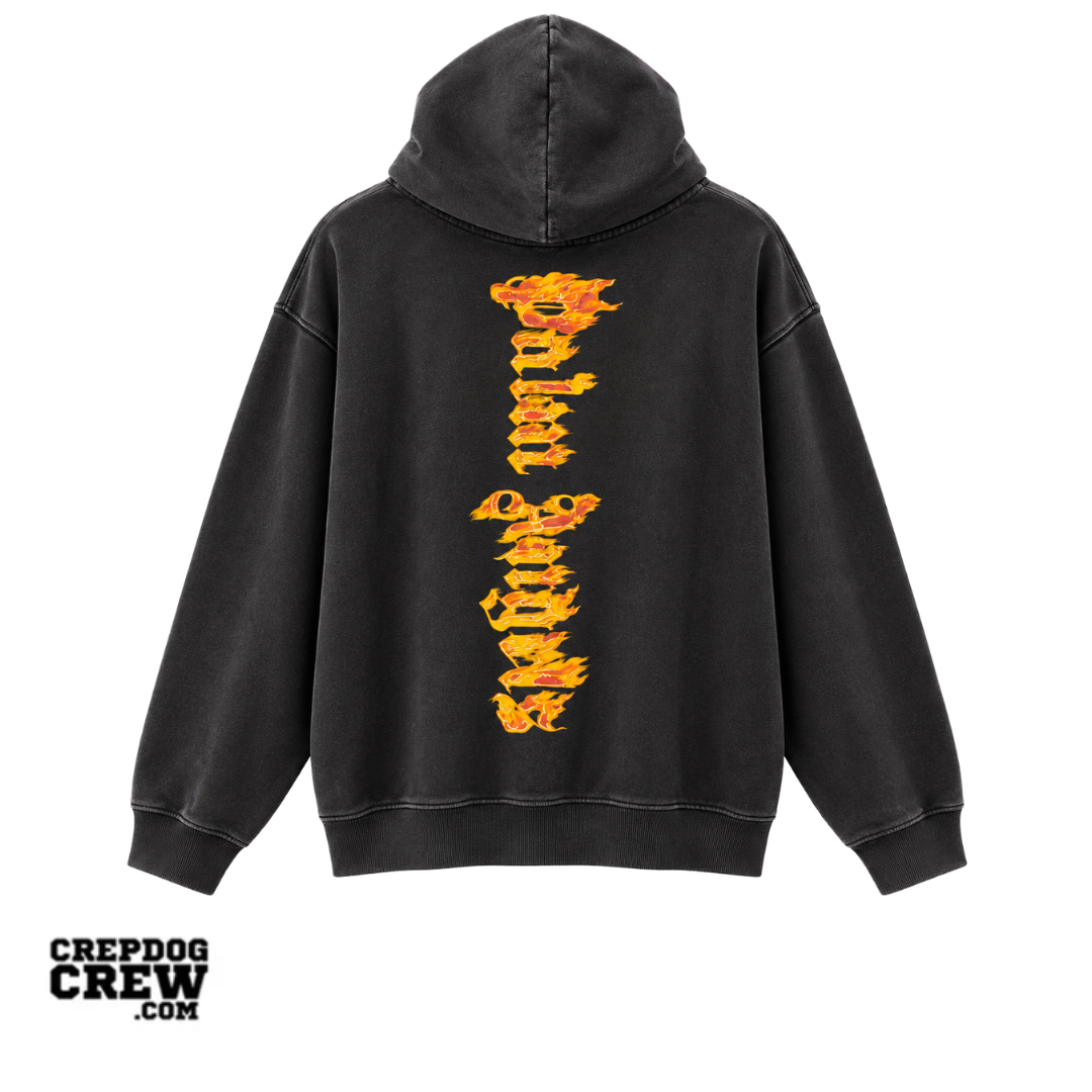 PALM ANGELS BURNING PALM HOODIE BLACK GOLD