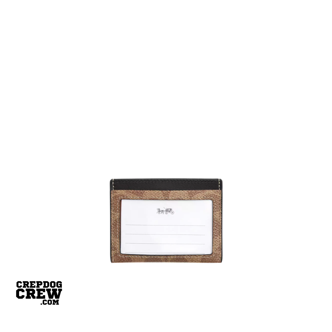 COACH Slim Id Card Case signature canvas Tan & Black