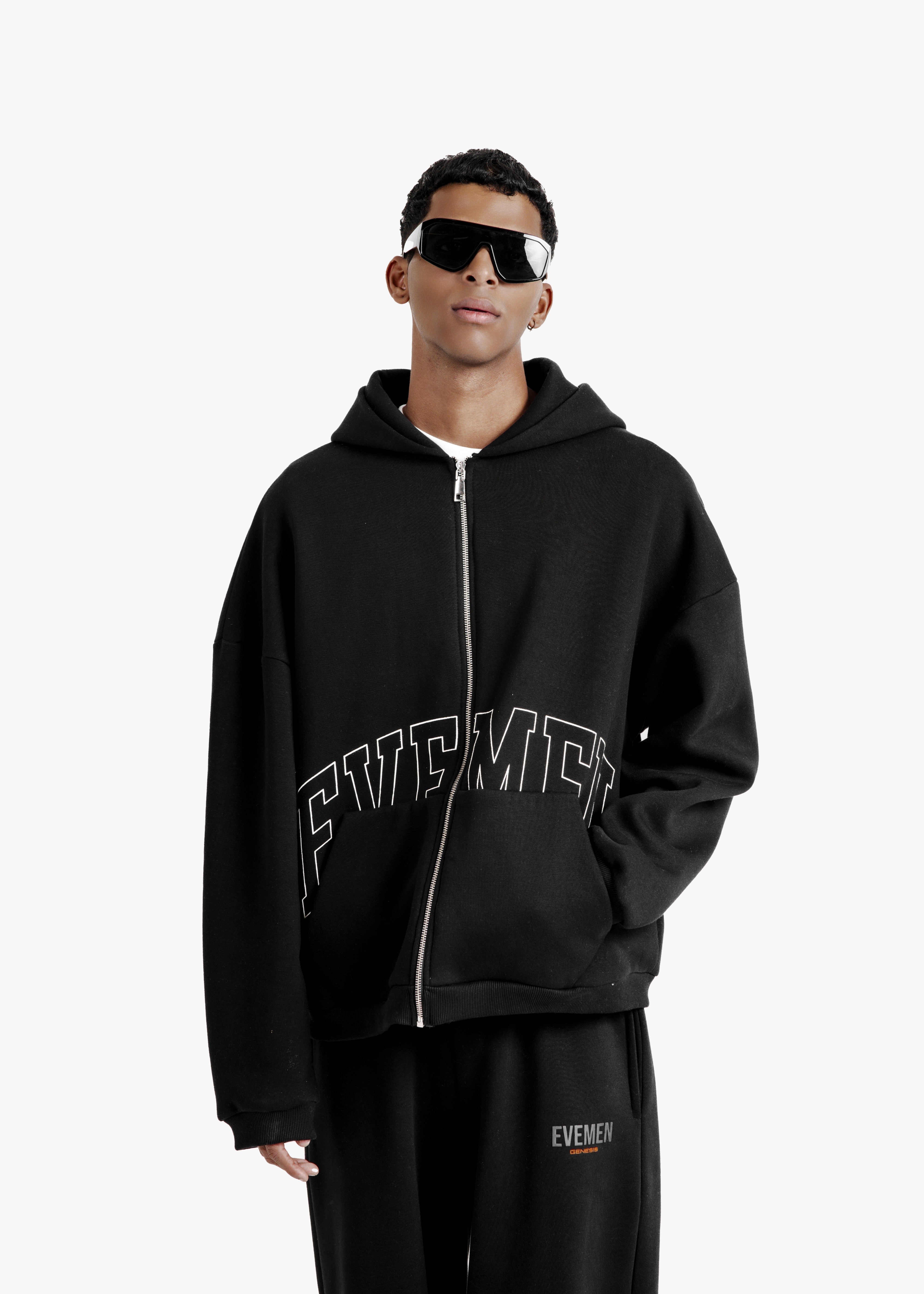 genesis boxy zip through hoodie