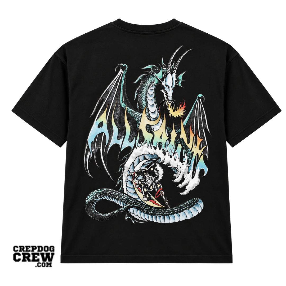 ALL SAINTS DRAGON WAVE SS CREW WASHED BLACK
