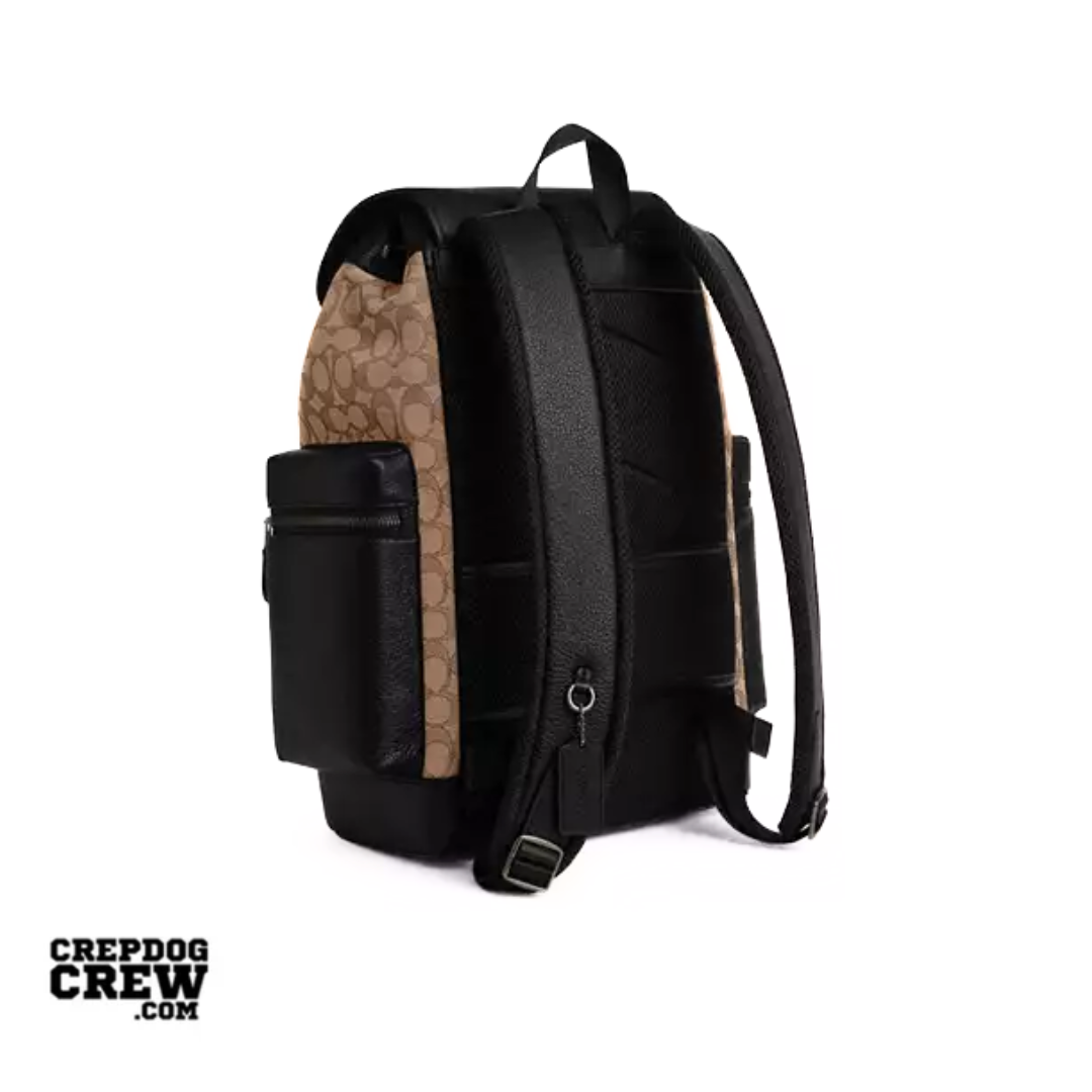 Coach Sprint Backpack In Signature Jacquard Gunmetal Tan Black