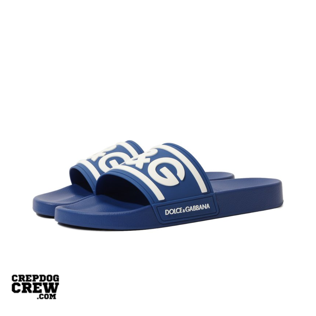 Dolce & Gabbana Beachwear Sliders DG Logo Blue