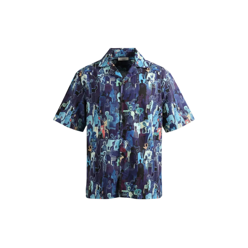BLUE SPECTRUM CUBAN COLLAR SHIRT
