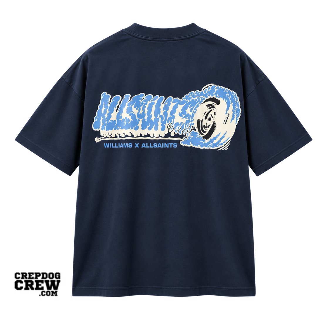 ALL SAINTS WILLIAMS X BURNOUT SS CREW TEE WILLIAMS BLUE