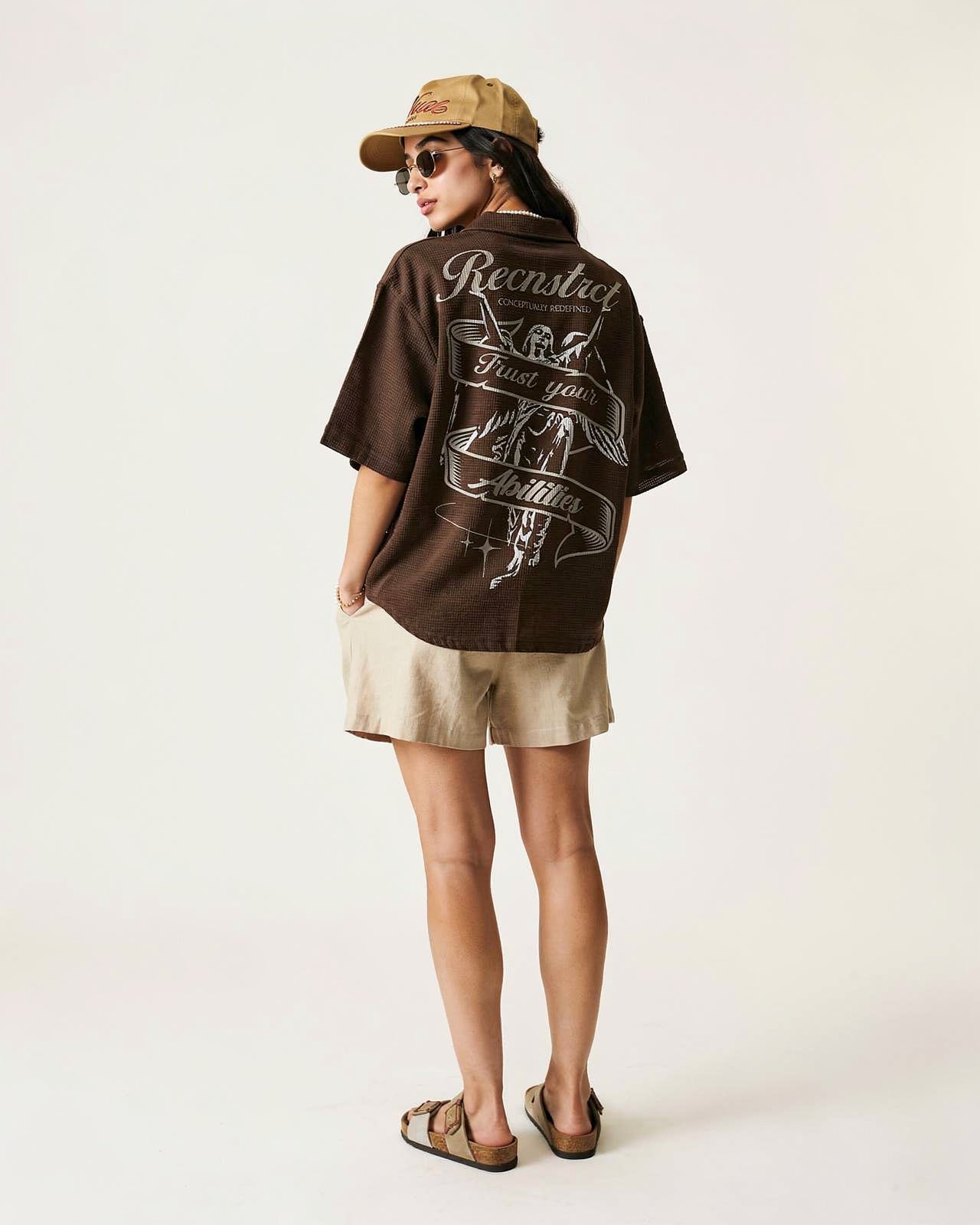 Waffle-Knit Textured shirt - Brown